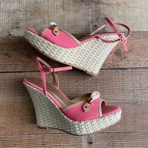 Lilly Pulitzer Just a Little Knotty Nautical Platfrom Espadrille Wedge Shoes 8